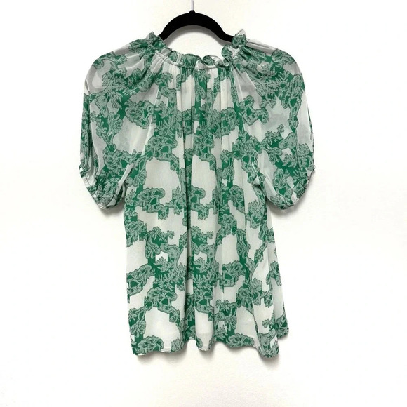 EUC Current Air Abstract Motif Floral Blouse - Ruffle V-Neck Top Shirt - Picture 5 of 7